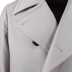 Cappotto doppiopetto in pura lana grigio perla rever