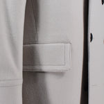 Cappotto doppiopetto in pura lana grigio perla tasca