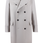 Cappotto doppiopetto in pura lana grigio perla