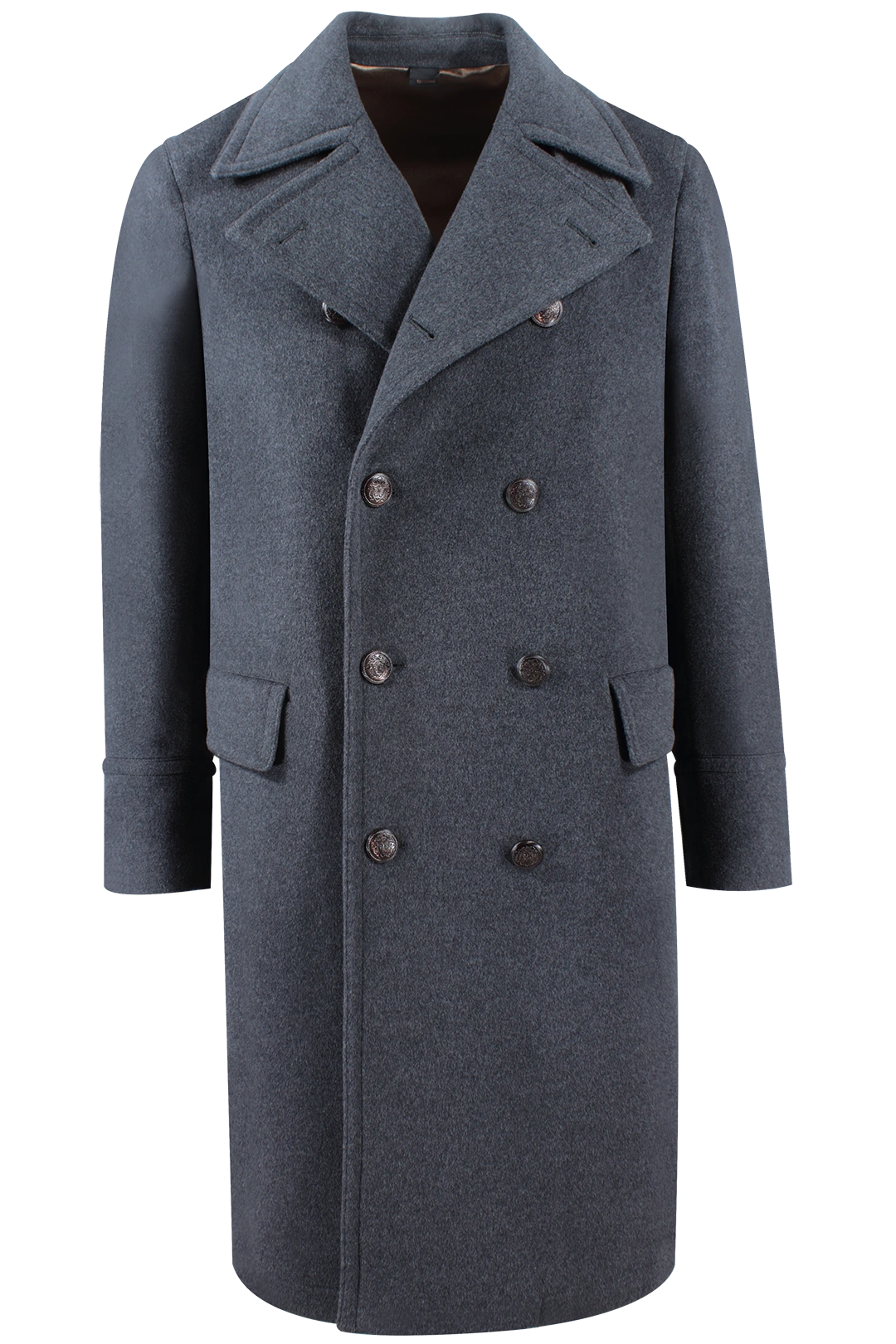 Cappotto doppiopetto in pura lana grigio