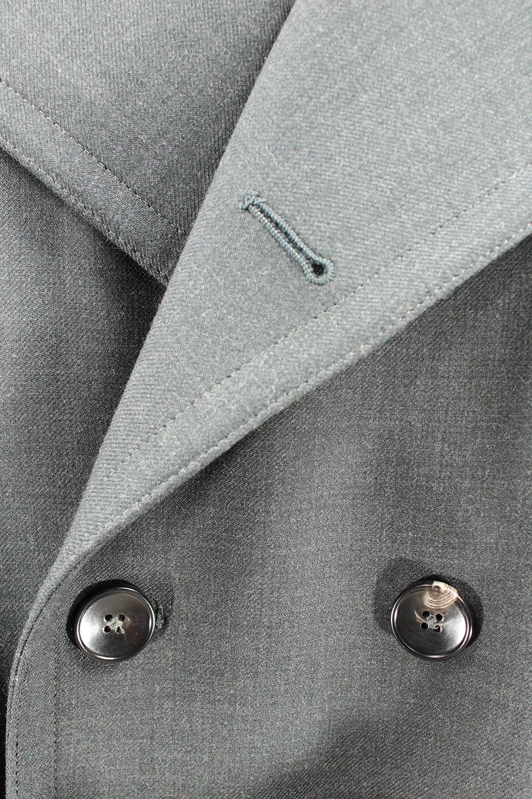 Cappotto doppiopetto con cintura in lana grigia rever