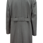 Cappotto doppiopetto con cintura in lana grigia retro