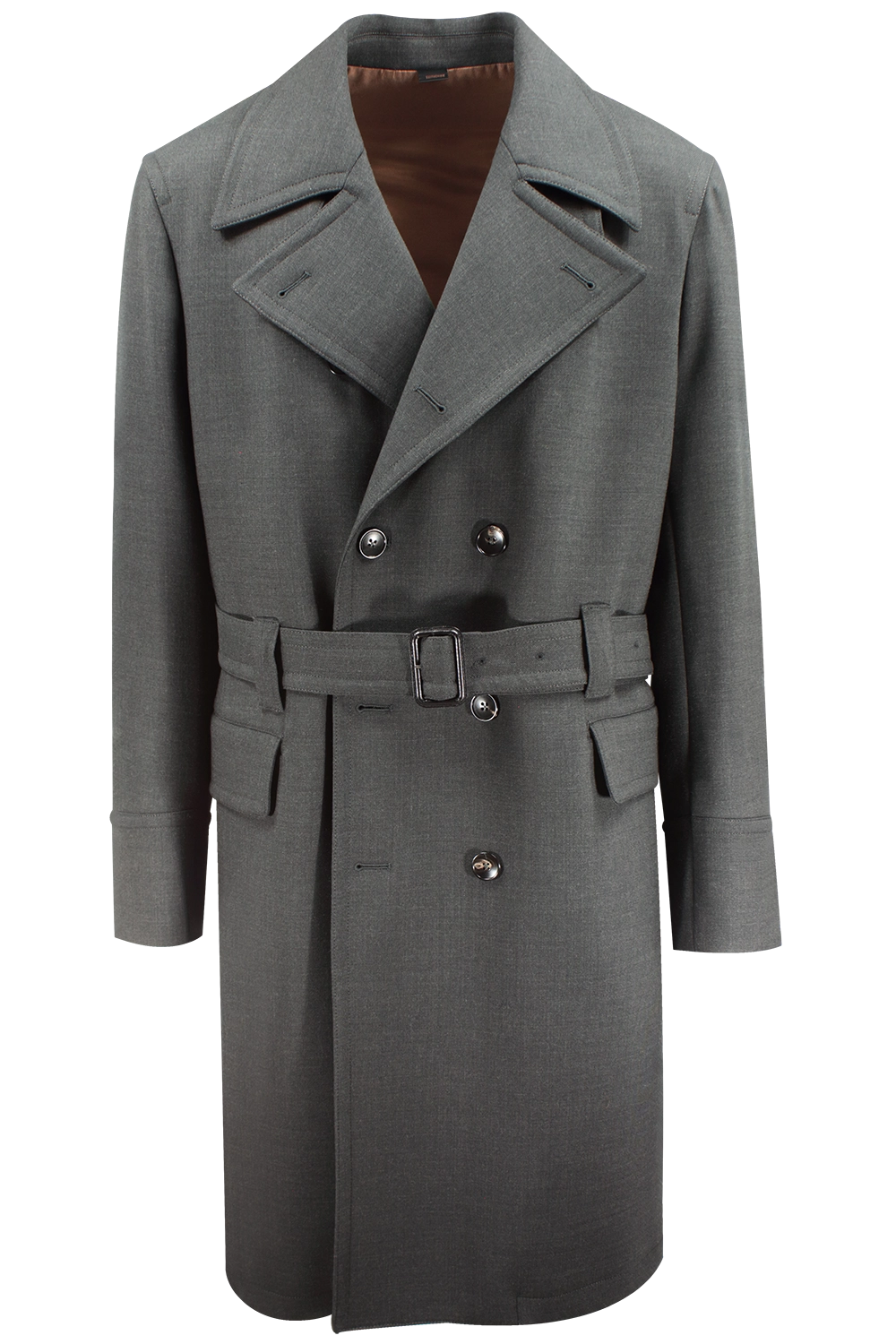 Cappotto con cintura in lana grigio antracite