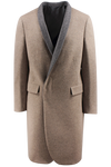 Cappotto sciallato in lana e cashmere tortora