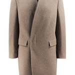 Cappotto sciallato in lana e cashmere tortora avanti