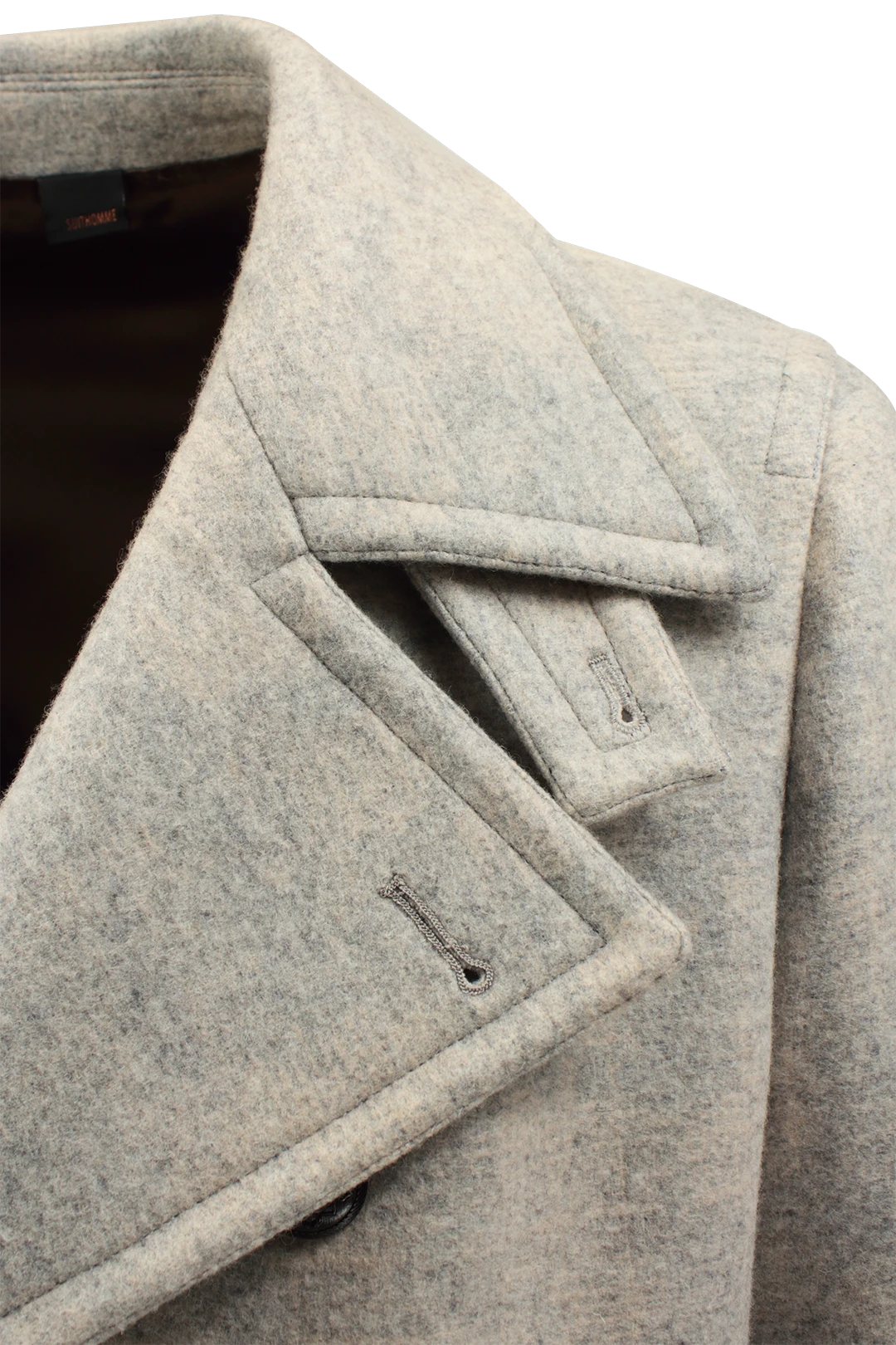 Cappotto doppiopetto in lana e cotone bianco rever