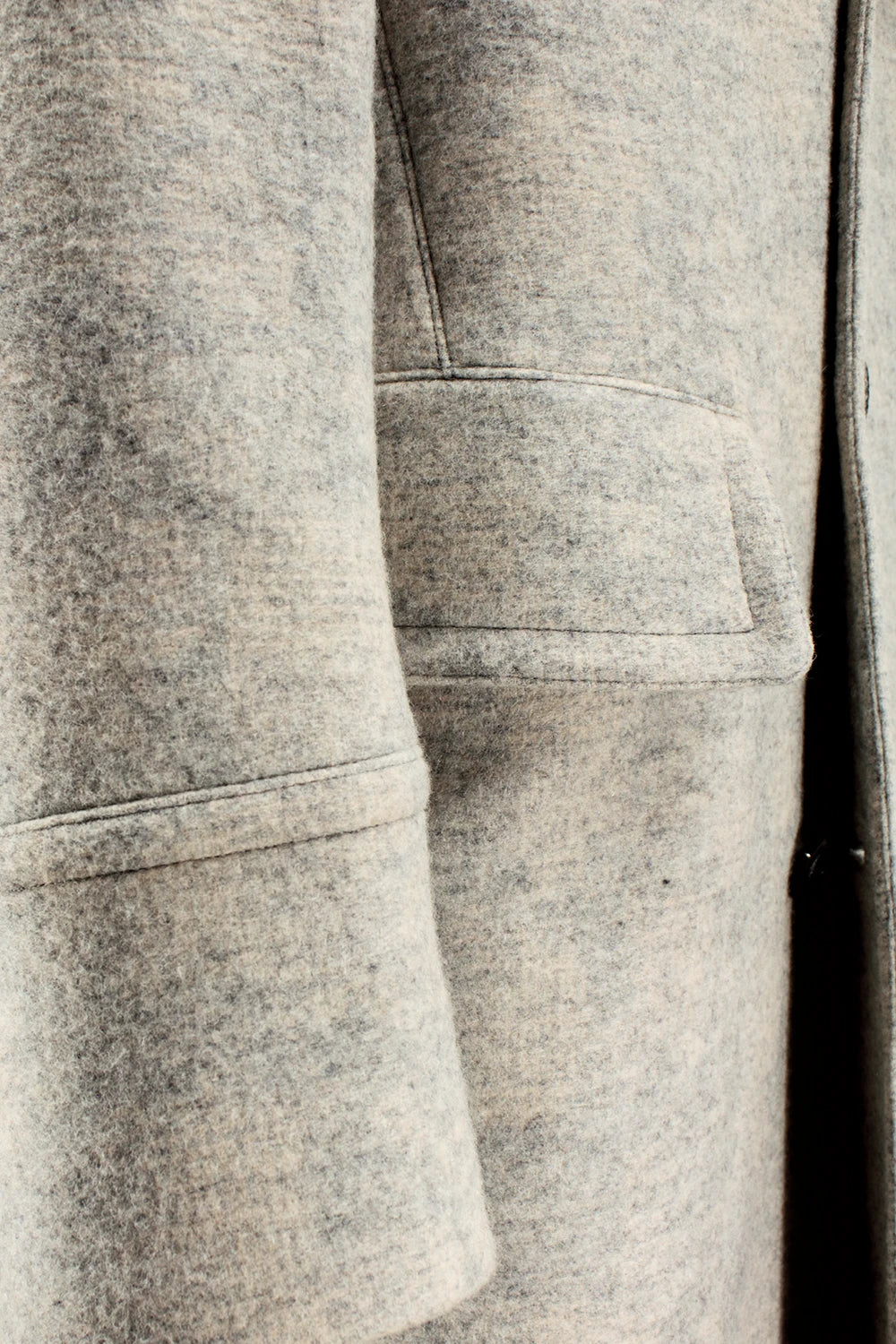 Cappotto in lana e cotone color ghiaccio tasca