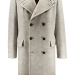 Cappotto doppiopetto in lana e cotone bianco