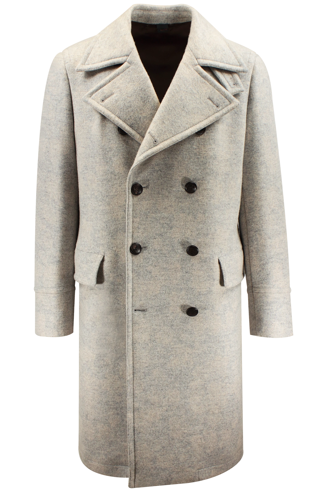 Cappotto doppiopetto in lana e cotone bianco