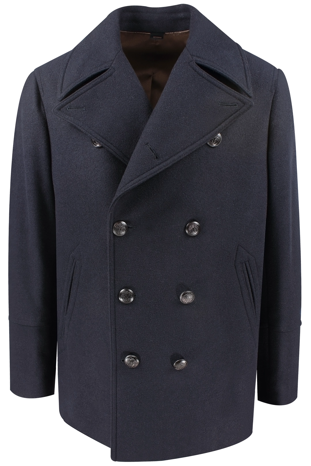 Cappotto peacoat in lana blu navy