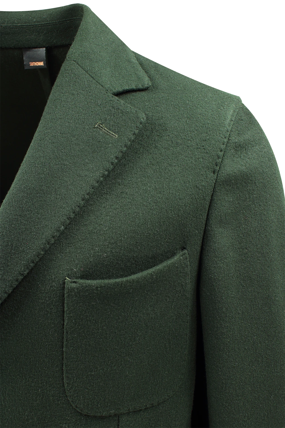 Cappotto in pura lana verde bottiglia rever