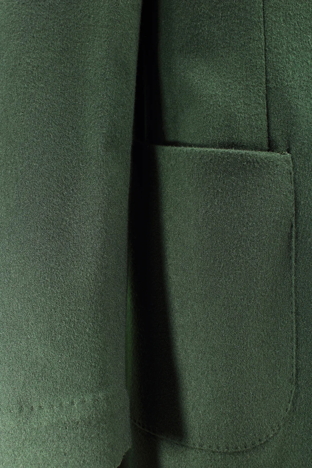 Cappotto in pura lana verde bottiglia tasca