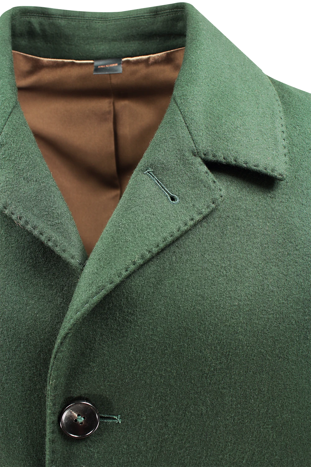 Cappotto trench in lana verde bottiglia collo