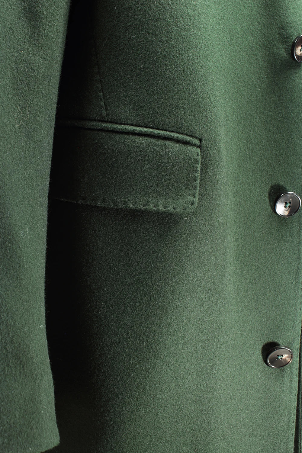 Cappotto trench in lana verde bottiglia tasca