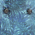 Giacca doppiopetto in cotone blu floreale bottoni