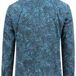 Giacca doppiopetto in cotone blu floreale retro