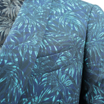 Giacca doppiopetto in cotone blu floreale rever