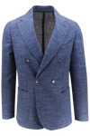 Giacca doppiopetto in fresco lana blu