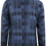 Giacca doppiopetto in lana blu a quadri retro