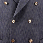 Giacca doppiopetto in lana chevron blu bottoni