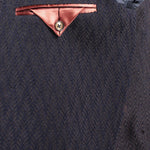 Giacca doppiopetto in lana chevron blu taschino