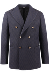 Giacca doppiopetto in lana chevron blu