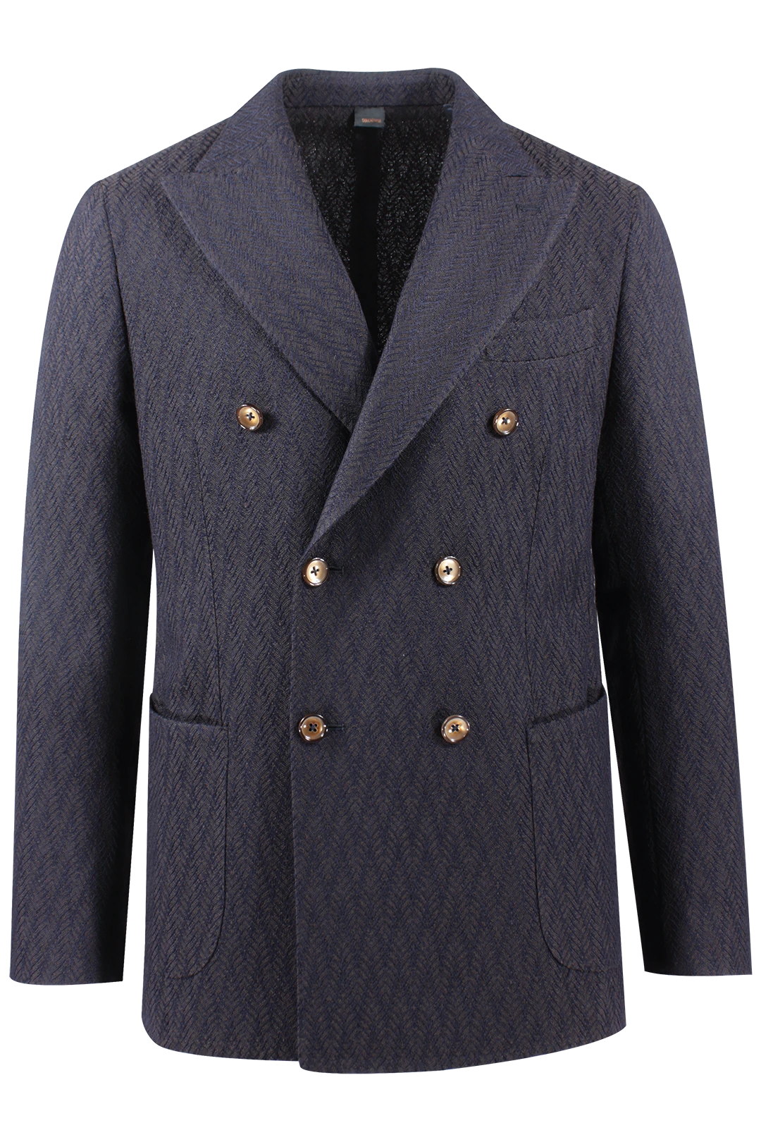 Giacca doppiopetto in lana chevron blu