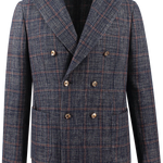 Giacca doppiopetto in lana e cotone a quadri