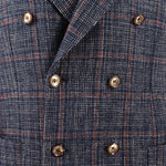 Giacca doppiopetto in lana e cotone a quadri bottoni