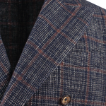 Giacca doppiopetto in lana e cotone a quadri rever