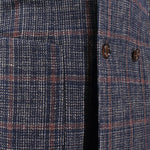 Giacca doppiopetto in lana e cotone a quadri tasca