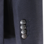 Giacca doppiopetto in tessuto piquet blu manica