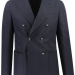 Giacca doppiopetto in tessuto piquet blu