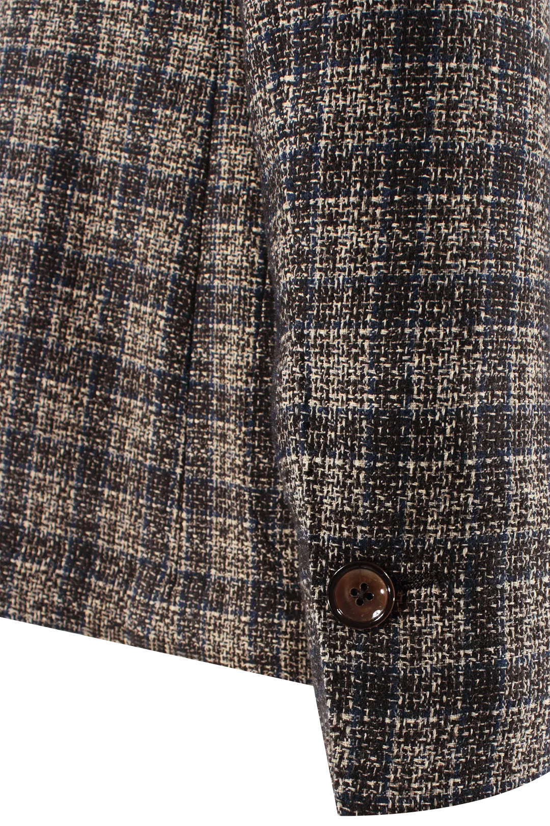 Giacca in lana e cotone a quadri manica