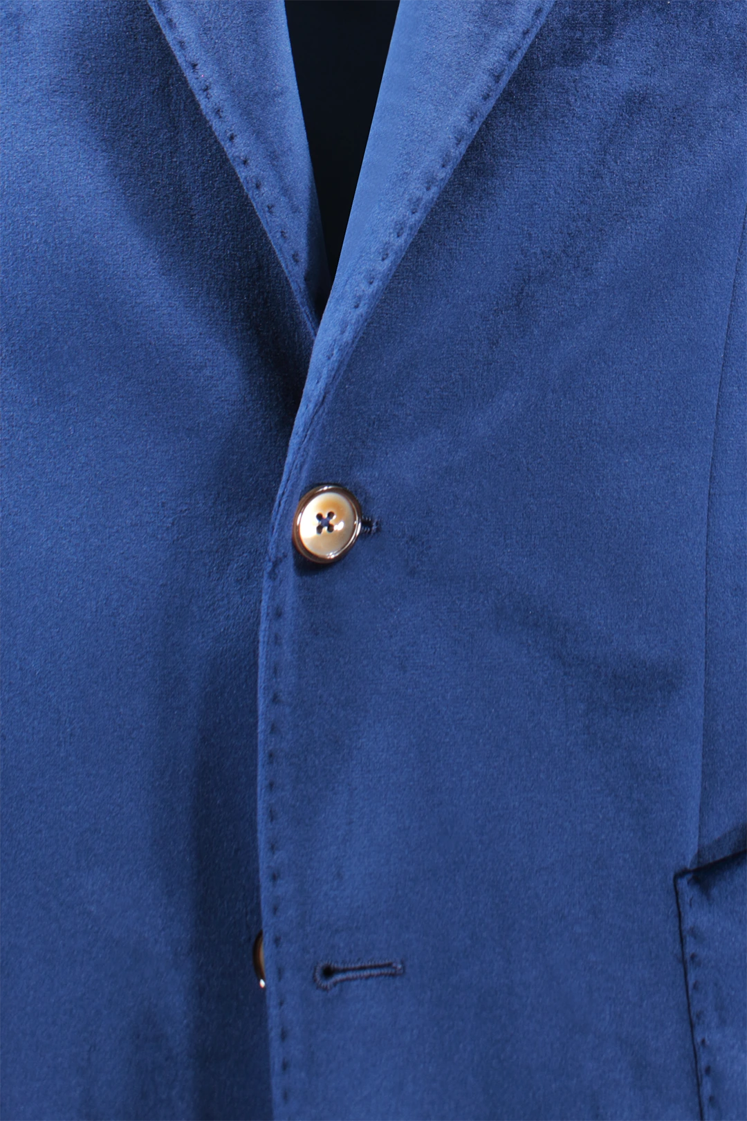 Giacca in velluto liscio blu cobalto bottone