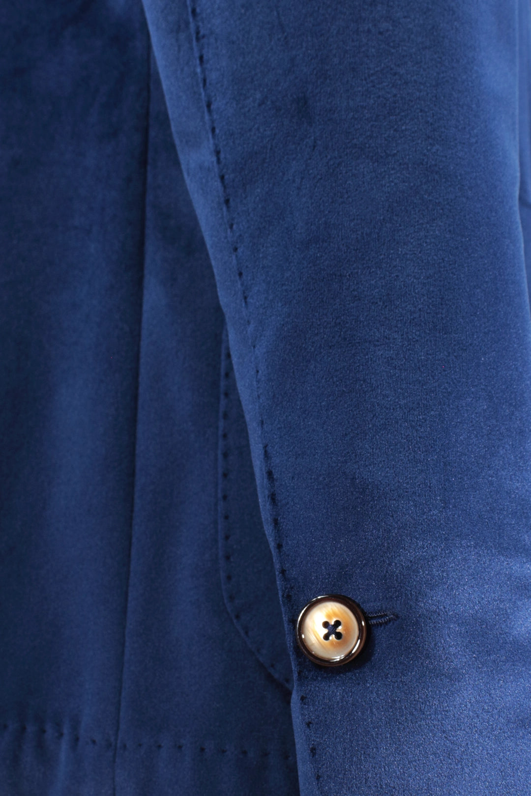 Giacca in velluto liscio blu cobalto manica