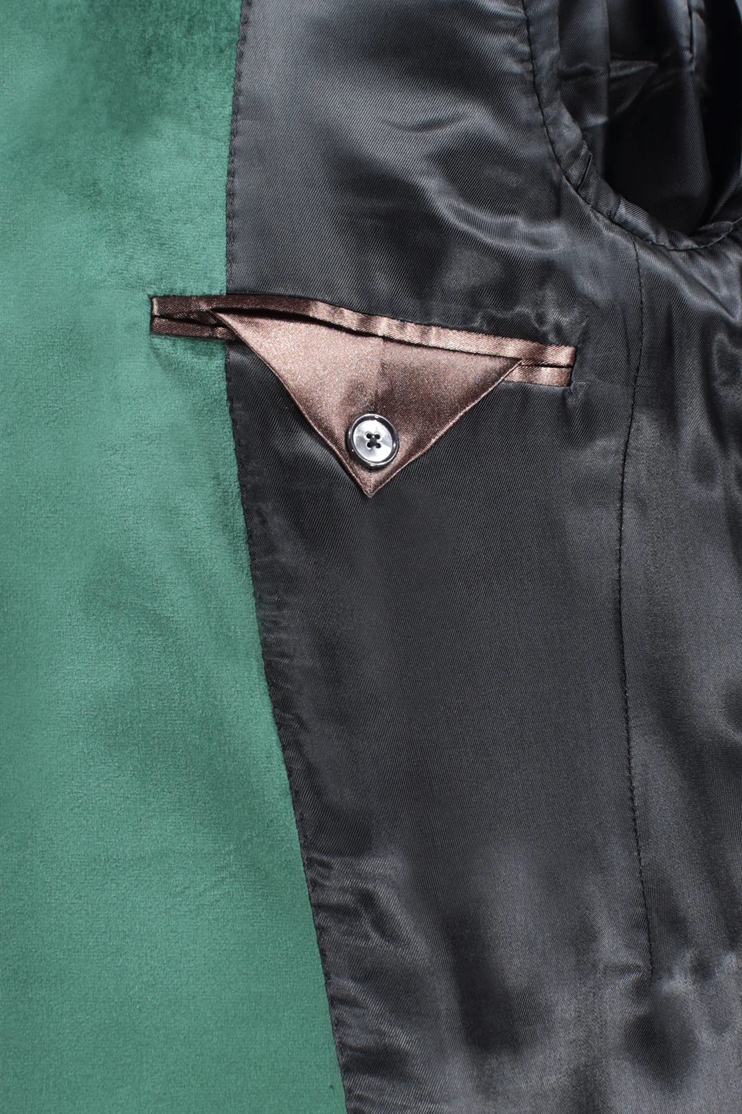 Giacca in velluto liscio verde taschino