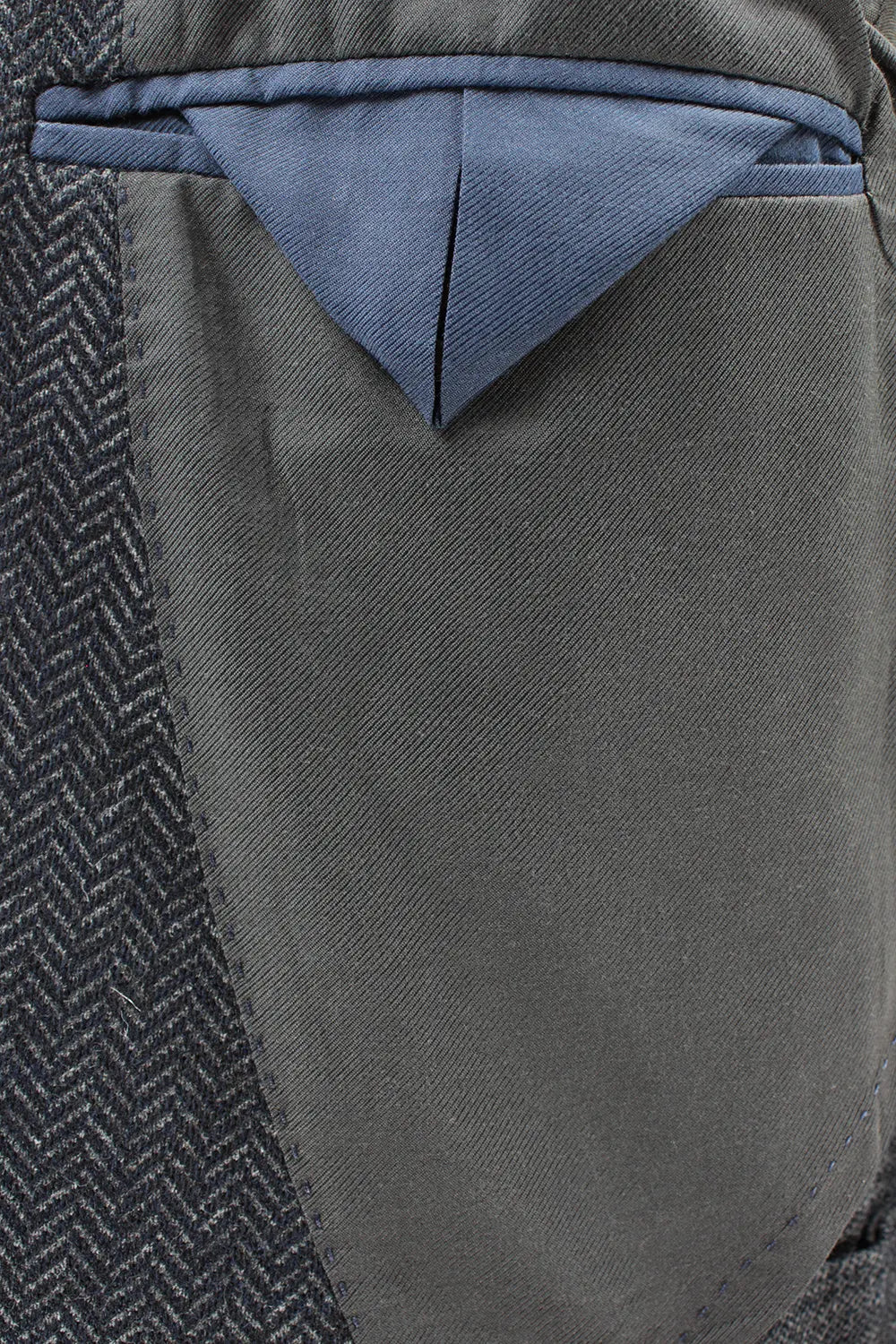 Giacca in lana e cotone spigato blu taschino