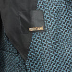 Giacca in lana blu petrolio a quadri brand