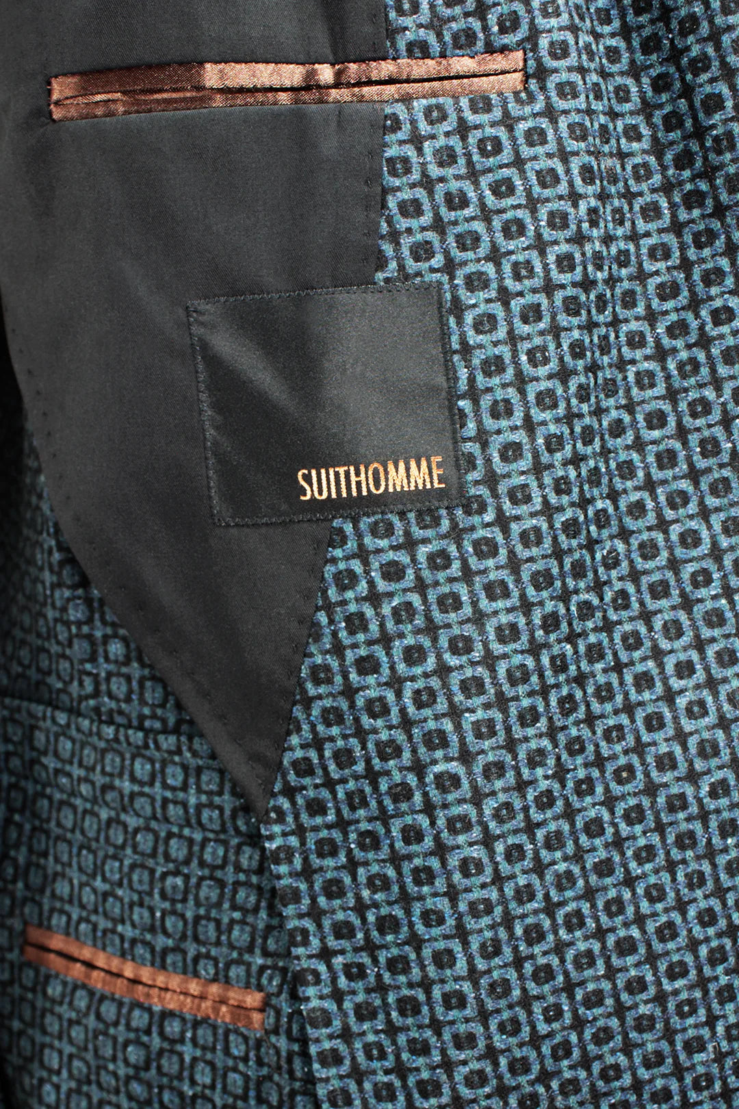 Giacca in lana blu petrolio a quadri brand