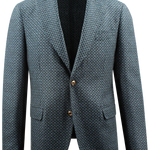 Giacca in lana blu petrolio a quadri