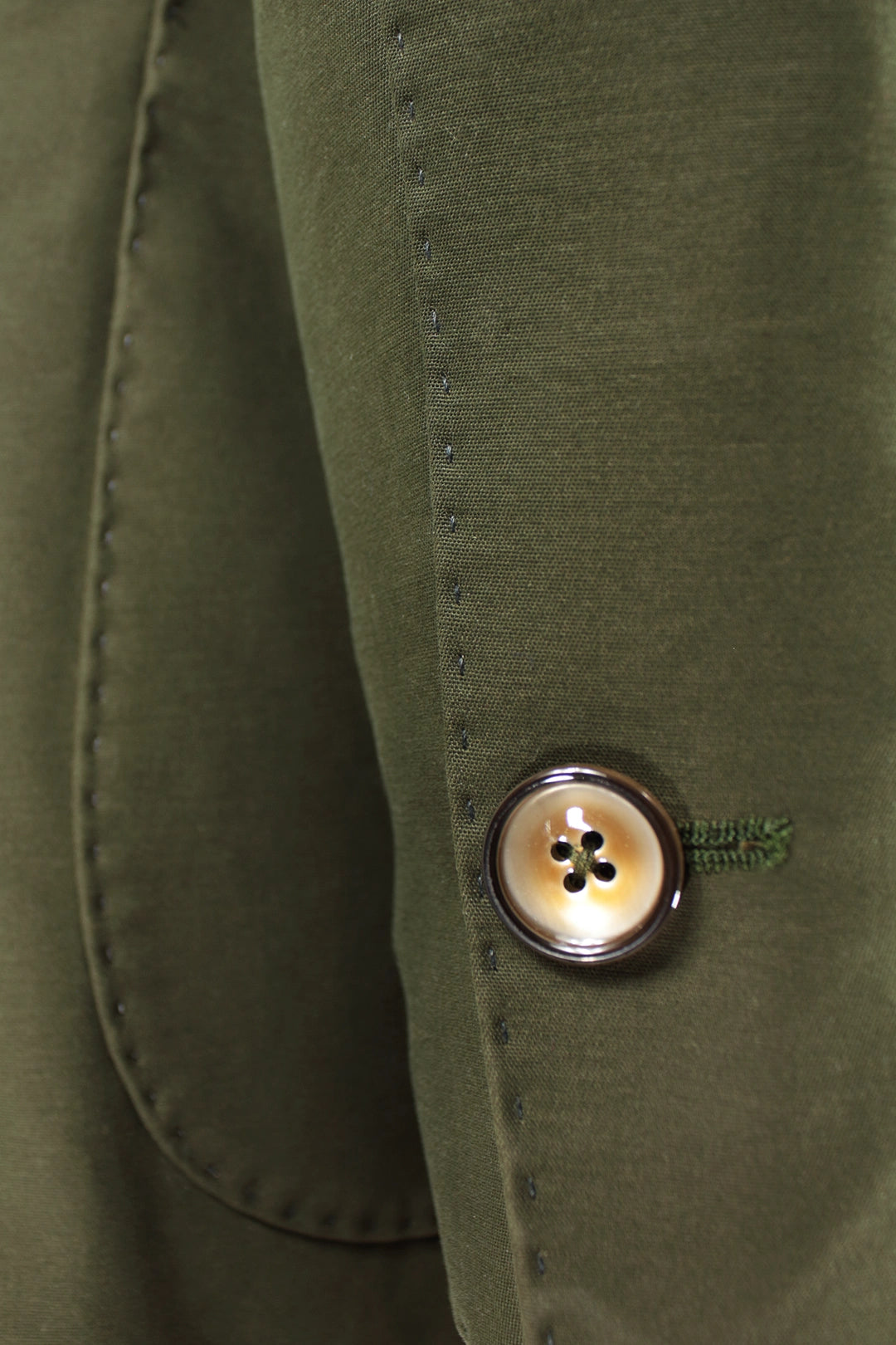 Giacca sfoderata in cotone verde militare bottone