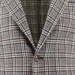 Giacca sfoderata in lana e cotone a quadri bottone