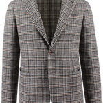 Giacca sfoderata in lana e cotone a quadri