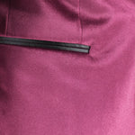 Giacca smoking in velluto liscio magenta tasca