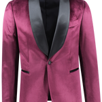 Giacca smoking in velluto liscio magenta