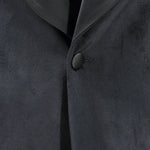 Giacca smoking in velluto liscio nero bottone