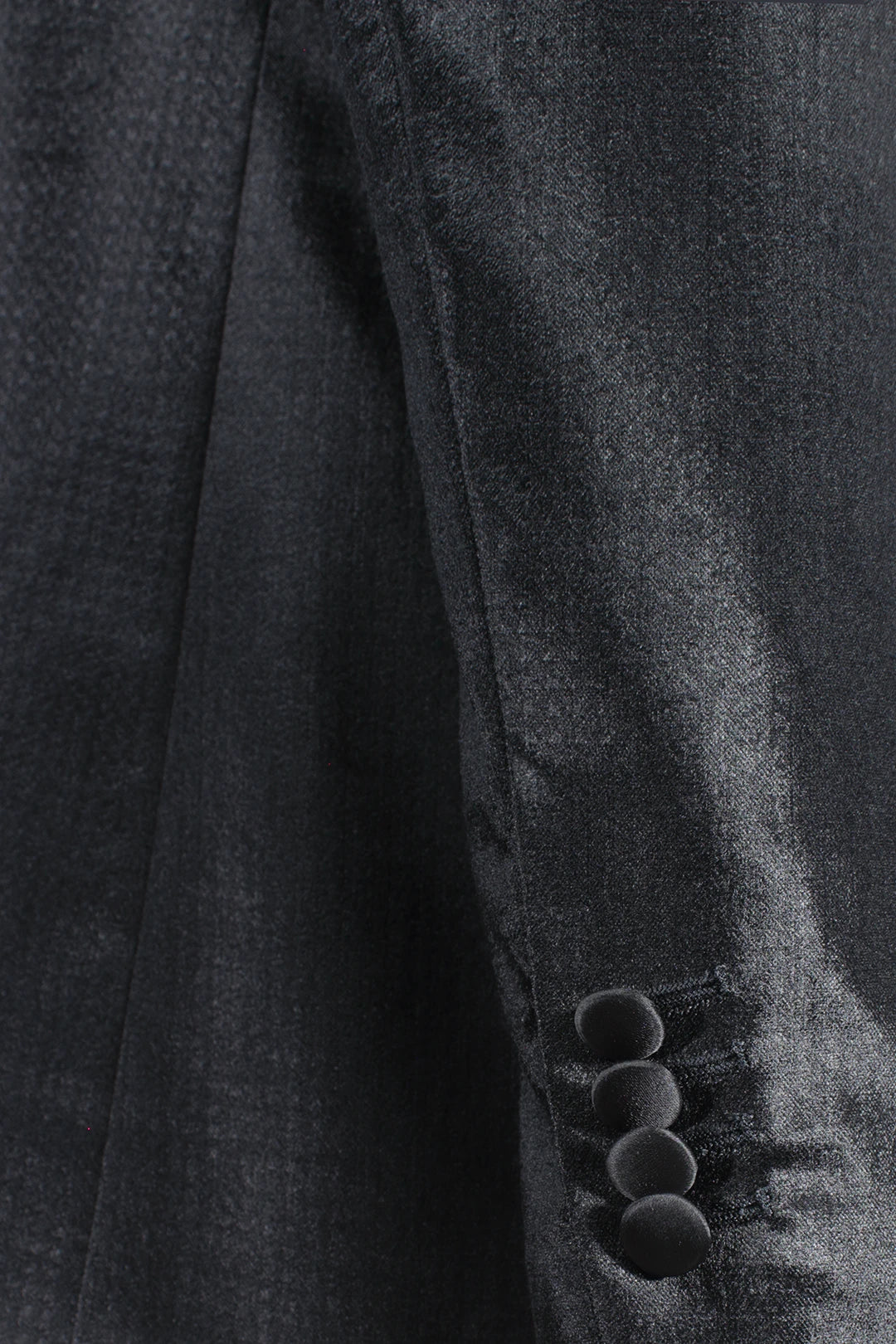 Giacca smoking in velluto martellato nero manica