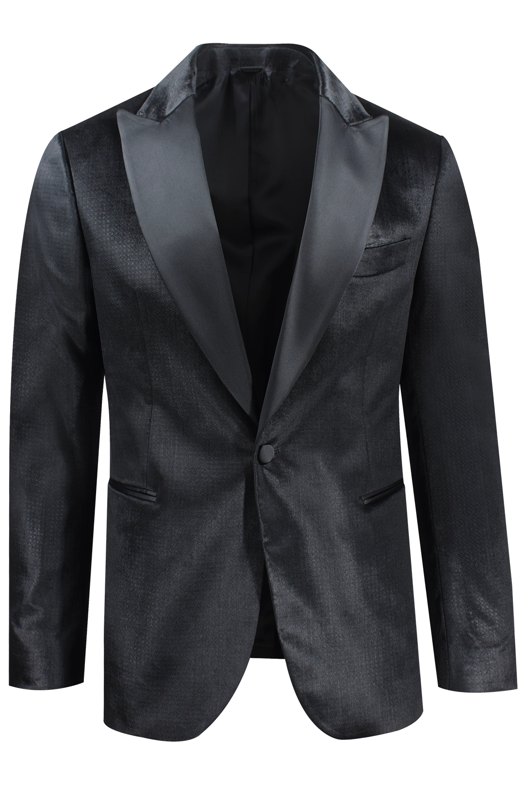 Giacca smoking in velluto martellato nero