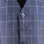 Gilet in cotone blu fantasia jacquard bottoni